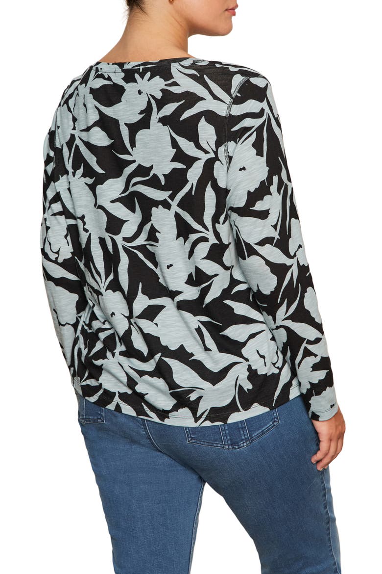 Perfect Notch Print Long Sleeve T-Shirt, Alternate, color, BLACK/ SKY GRAY FLORAL