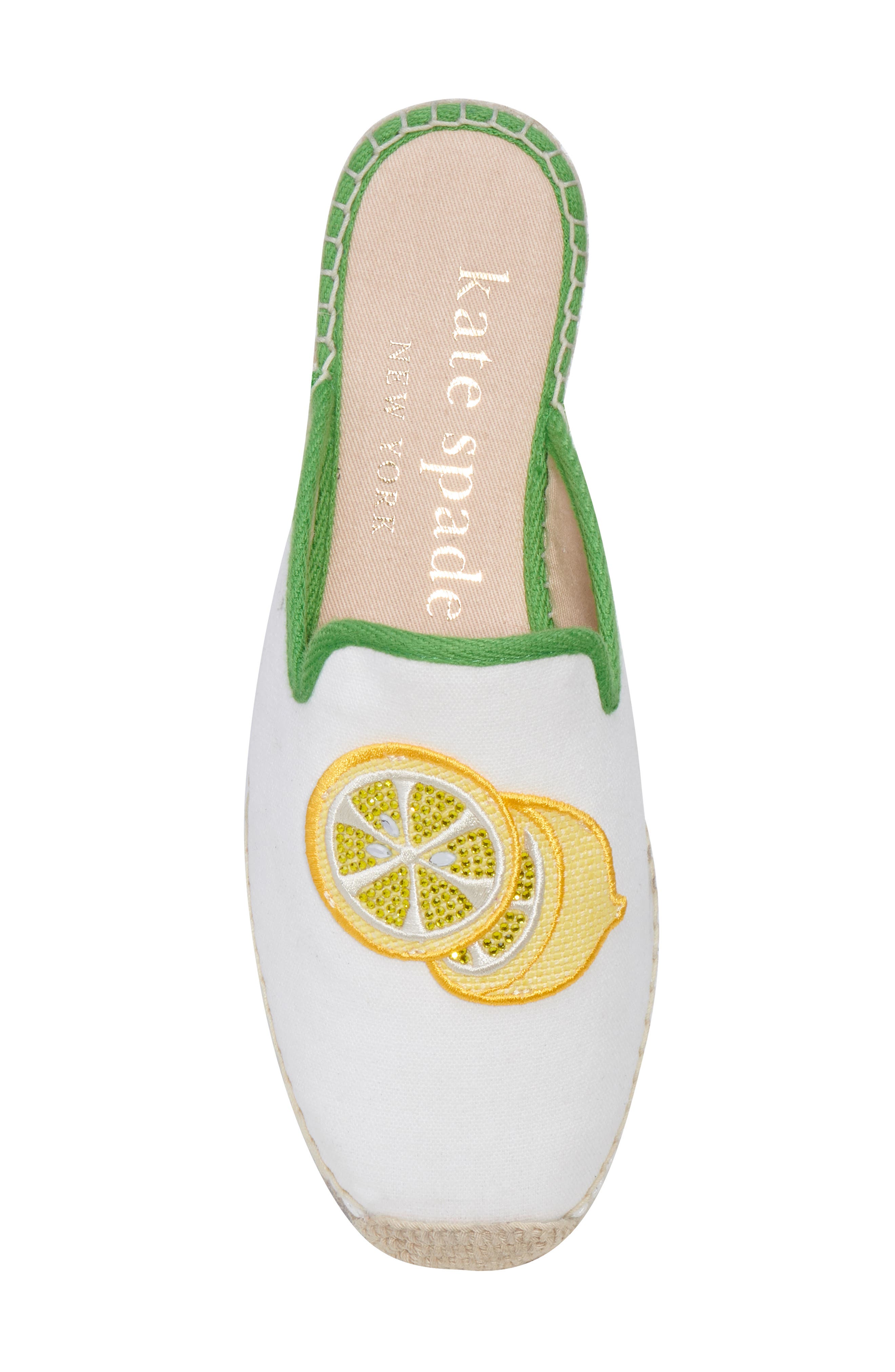 Kate Spade New York azura lemons espadrille mule, Alternate, color, True White/ Ks Green