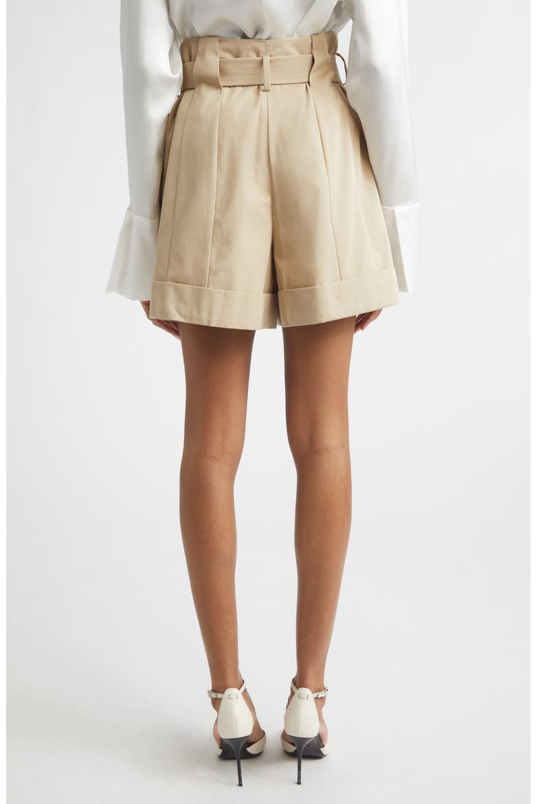 High Waist Belted Cotton Gabardine Shorts, Alternate, color, 0AN SAND