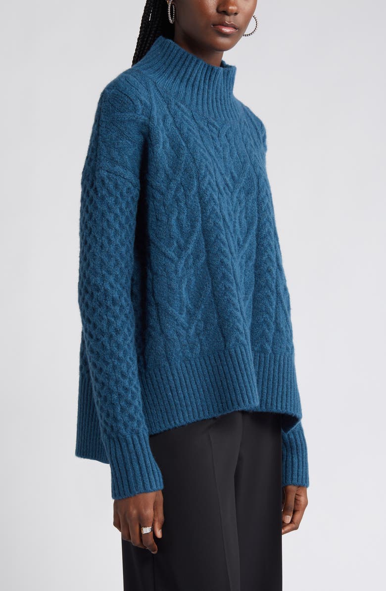 Nordstrom Mock Neck Cable Knit Sweater, Alternate, color, 