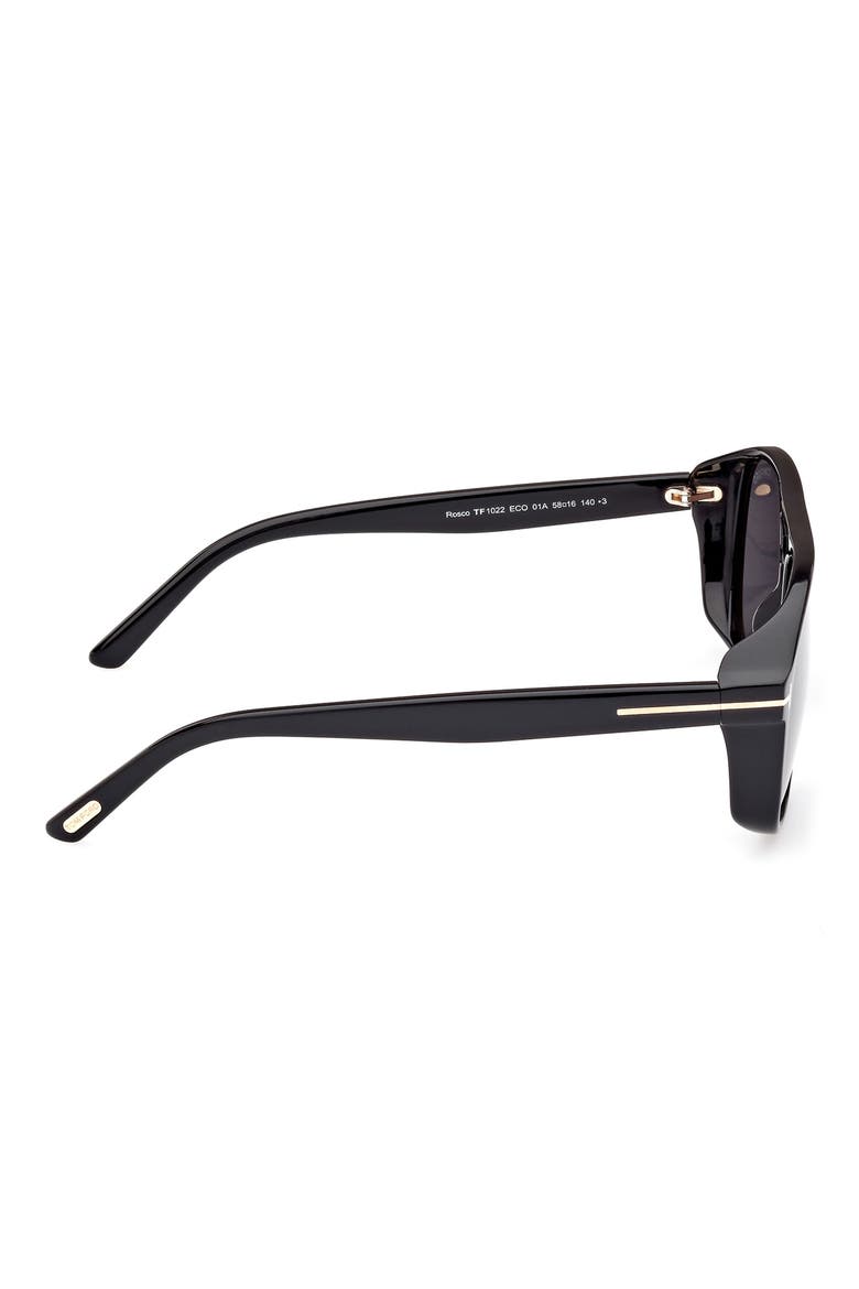Rosco 58mm Navigator Sunglasses, Alternate, color, SHINY BLACK / LOGO / SMOKE