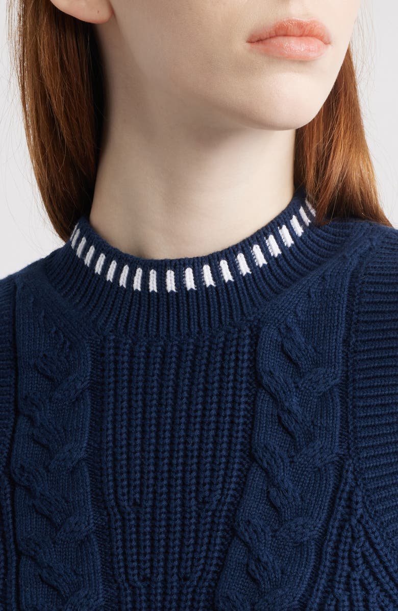 525 america Zoey Cable Stitch Sweater Vest, Alternate, color, Dark Blue Multi