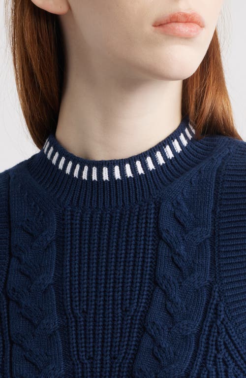 525 Zoey Cable Stitch Sweater Vest In Dark Blue Multi