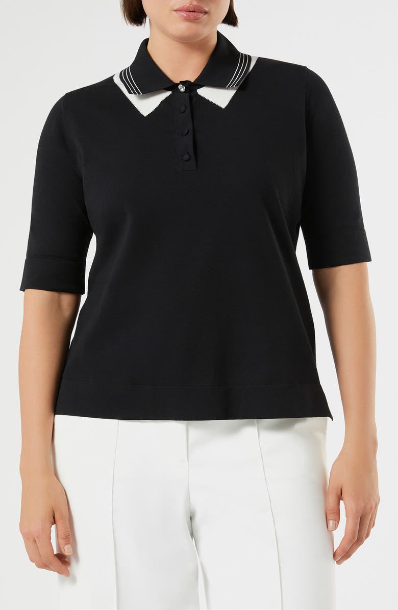 Marina Rinaldi Finito Polo Sweater, Main, color, Black