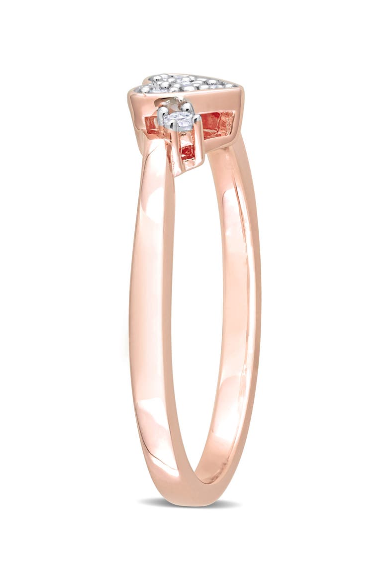 Sterling Silver Pavé Diamond Heart Ring - 0.10ct., Alternate, color, ROSE GOLD