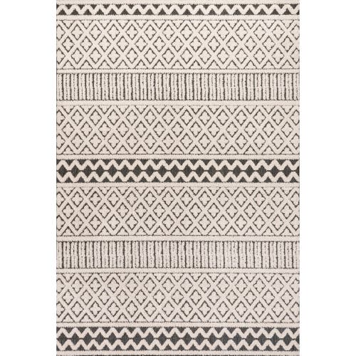 Jonathan Y Ormond High-low Modern Trellis Geometric Indoor/outdoor Area Rug In Cream/black