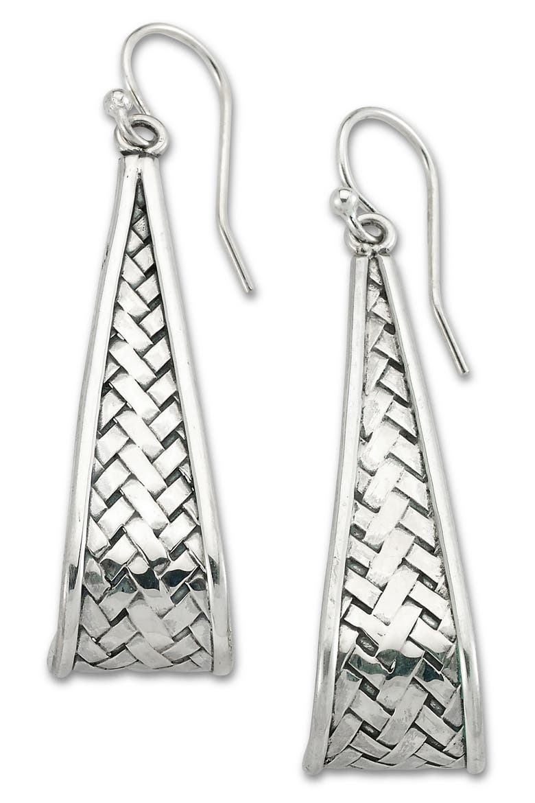 Basket Weave Drop Earrings, Main, color, SILVER