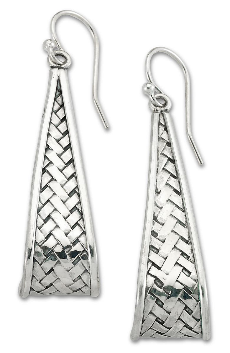 SAMUEL B. Basket Weave Drop Earrings, Main, color, Silver