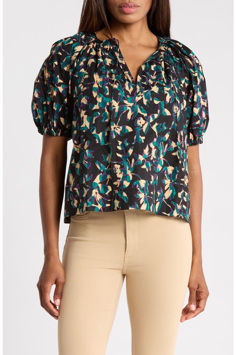 Loli Split Neck Cotton Top, Main, color, KALEIDOSCOPE