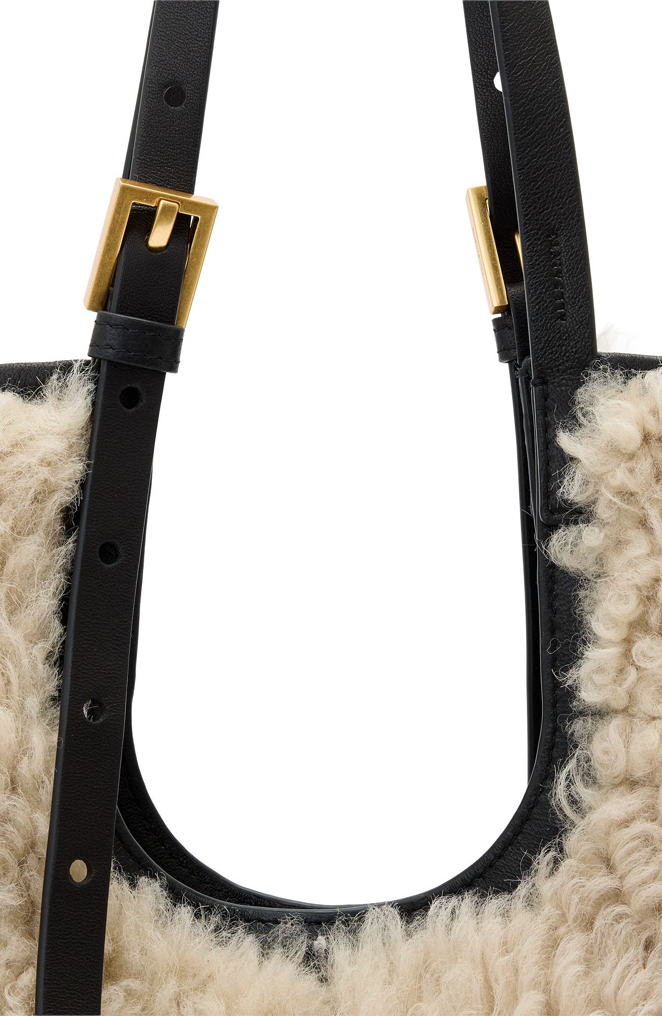 AllSaints Ara Genuine Shearling Tote, Alternate, color, Natural/ Black