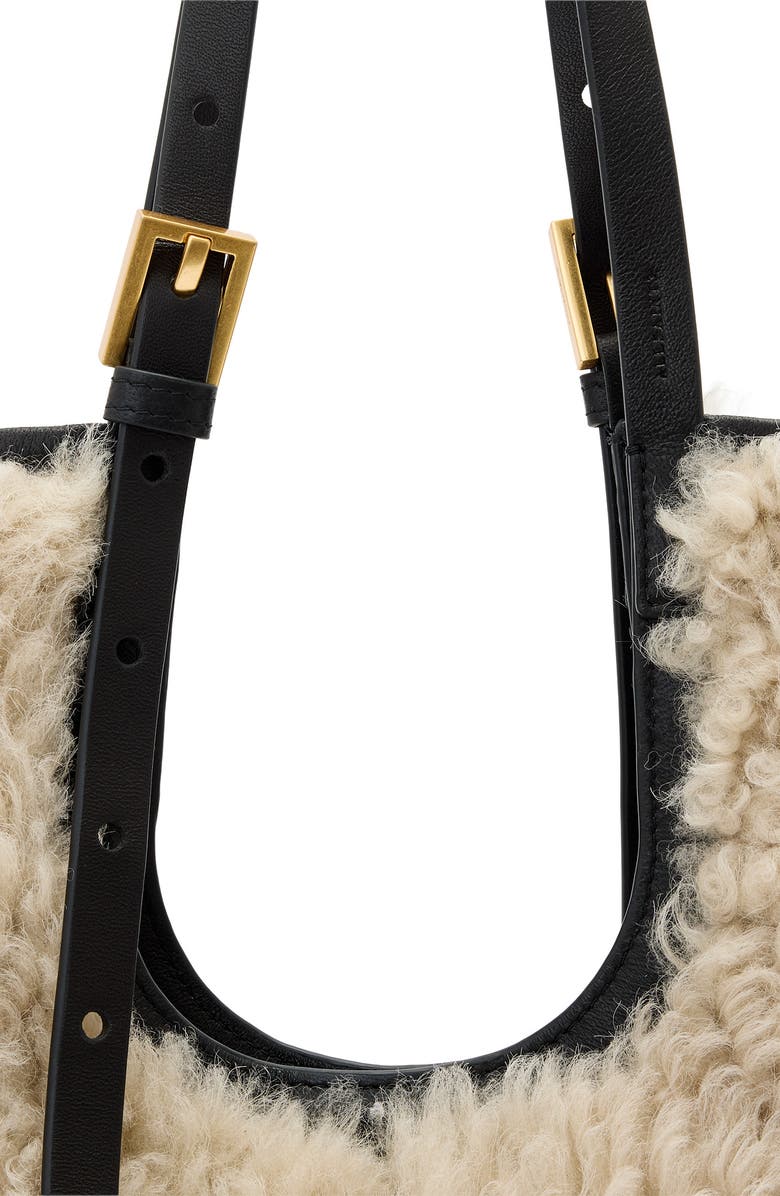 AllSaints Ara Genuine Shearling Tote, Alternate, color, Natural/ Black