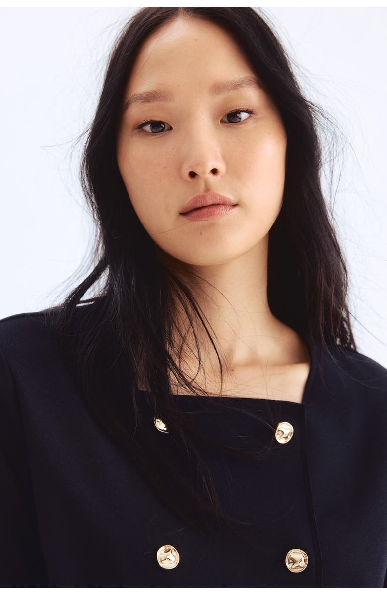 H&M Double-breasted Cardigan, Alternate, color, Navy Blue