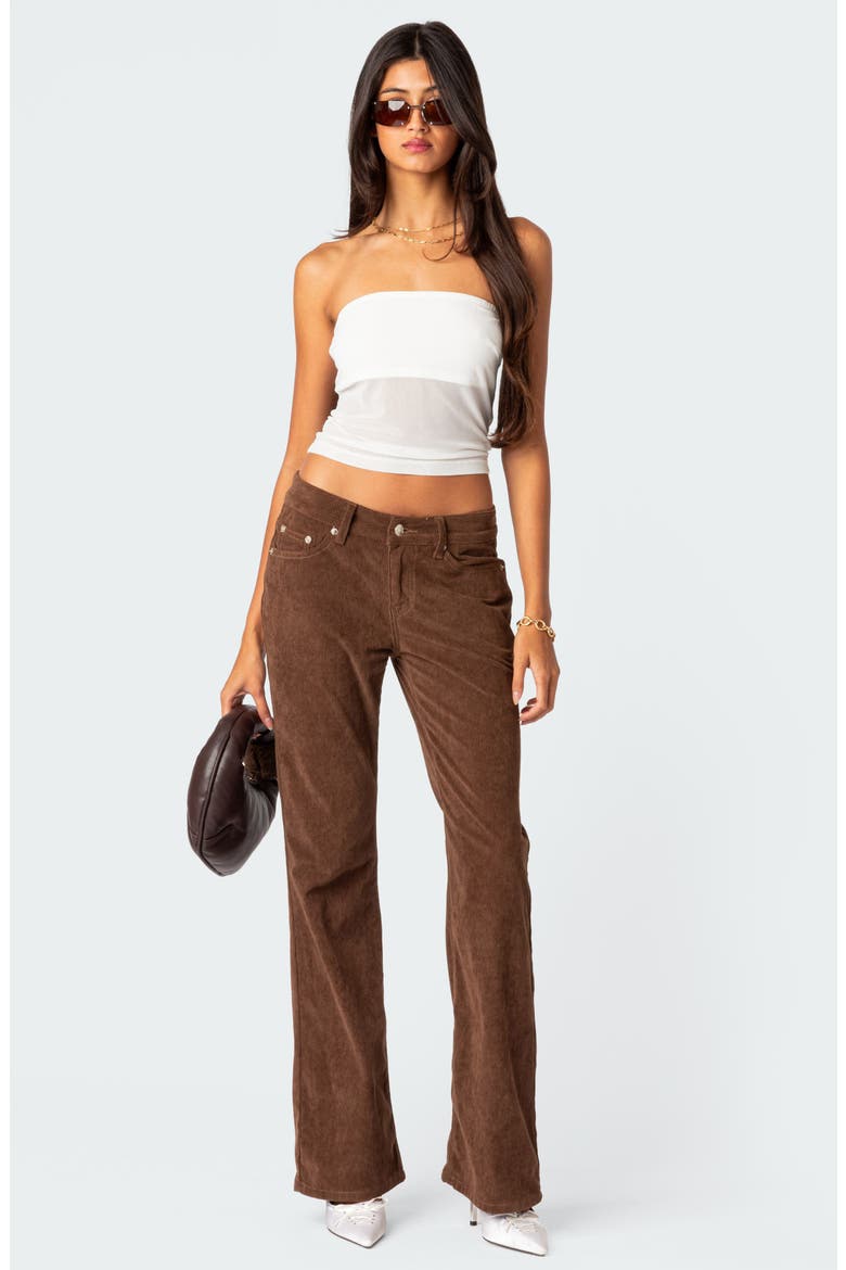 Corduroy Bootcut Pants, Alternate, color, BROWN