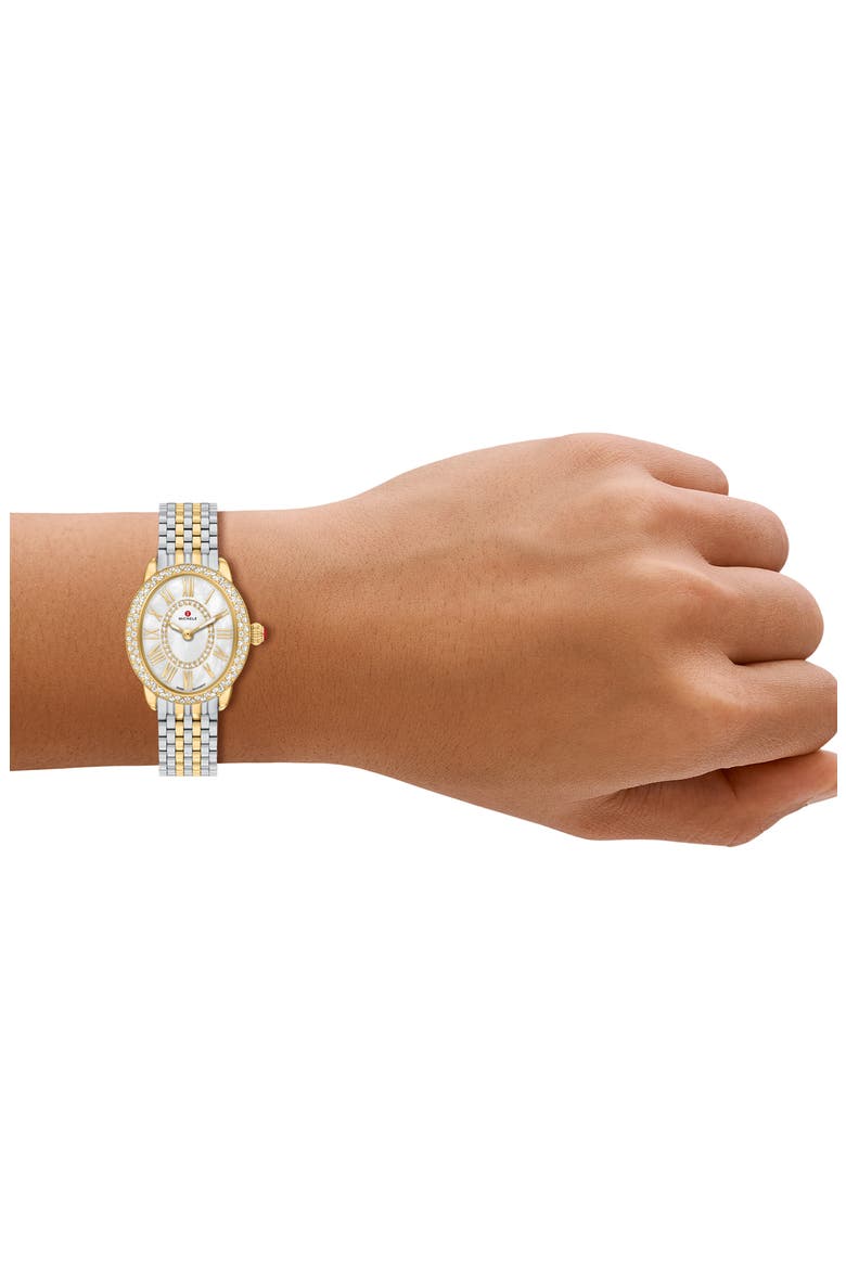 Serein Oval Diamond & Mother-of-Pearl Bracelet Watch, 24mm x 27mm, Alternate, color, TWO-TONE