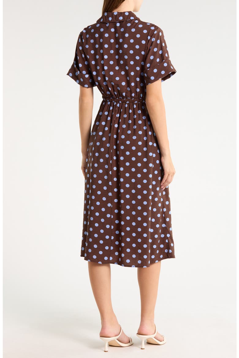 Polka Dot Short Sleeve A-Line Shirtdress, Alternate, color, BRON/ BLUE