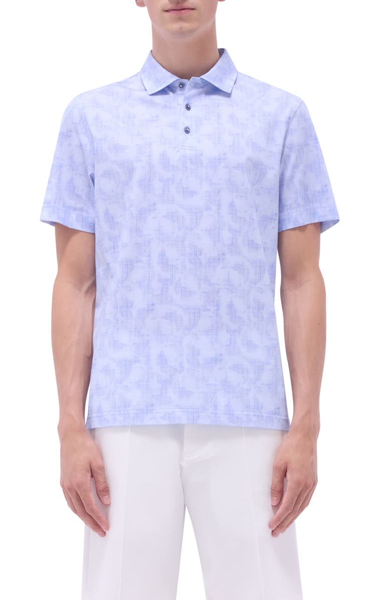 Bugatchi Victor OoohCotton<sup>®</sup> Abstract Print Polo, Main, color, Air Blue