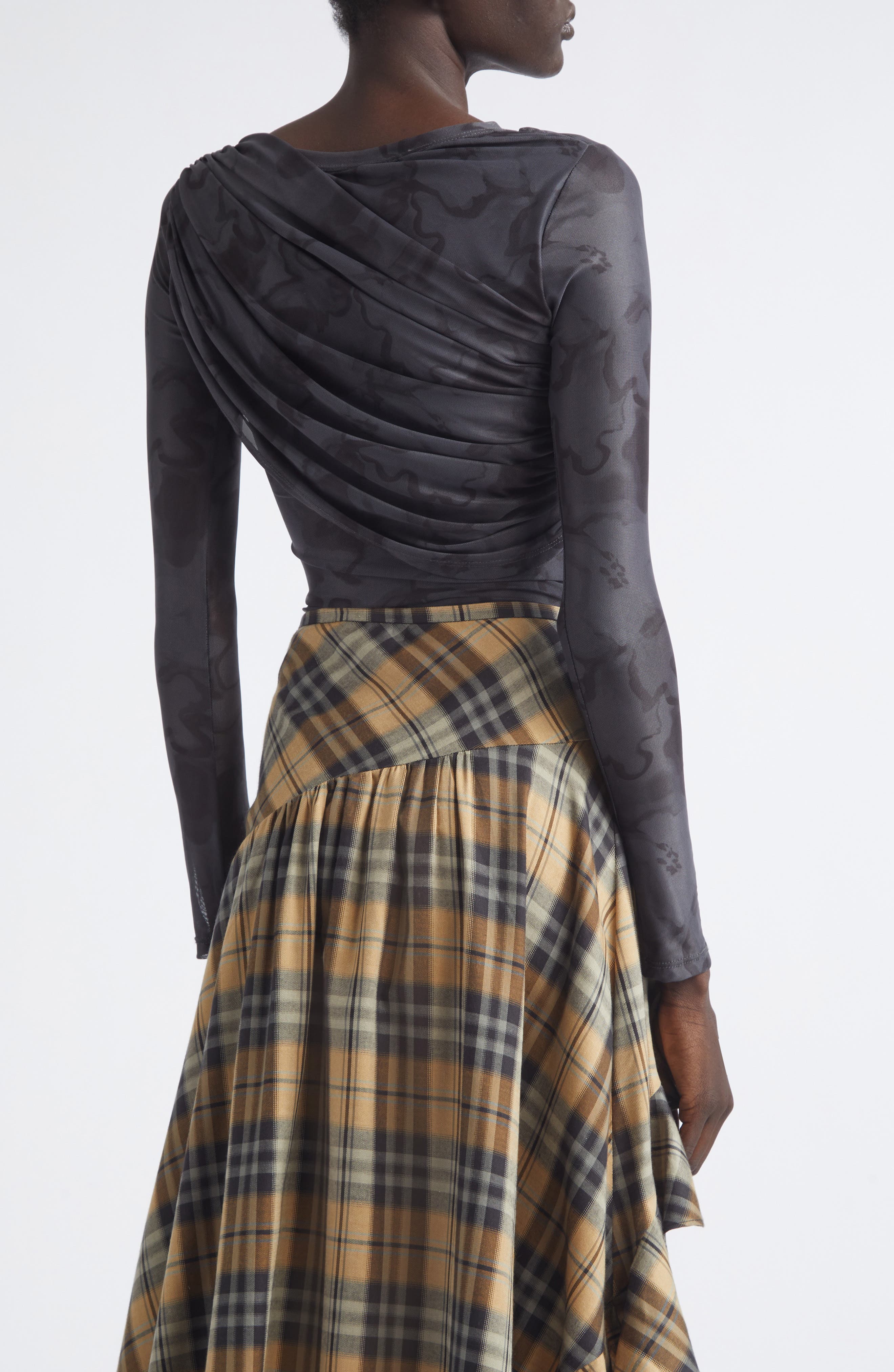 Collina Strada Cardio Wrapped Floral Scribble Mesh Top (Women) | Nordstrom