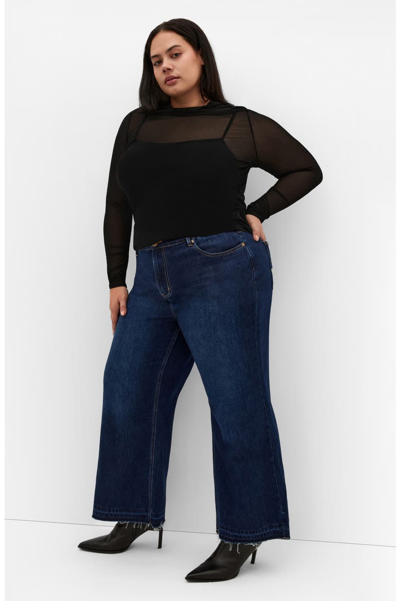 Lauryn Sheer Stretch Mesh Top, Alternate, color, BLACK