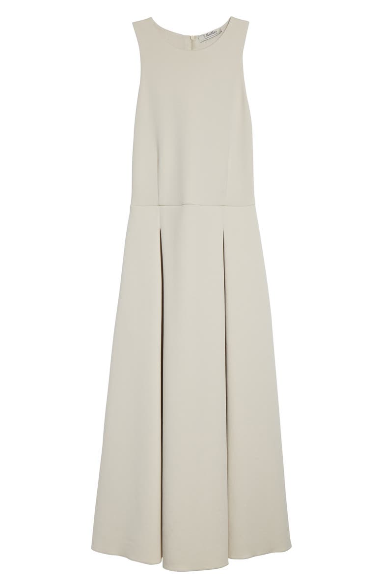 Max Mara Pleated Skirt Flared Scuba Jersey Dress, Alternate, color, Beige