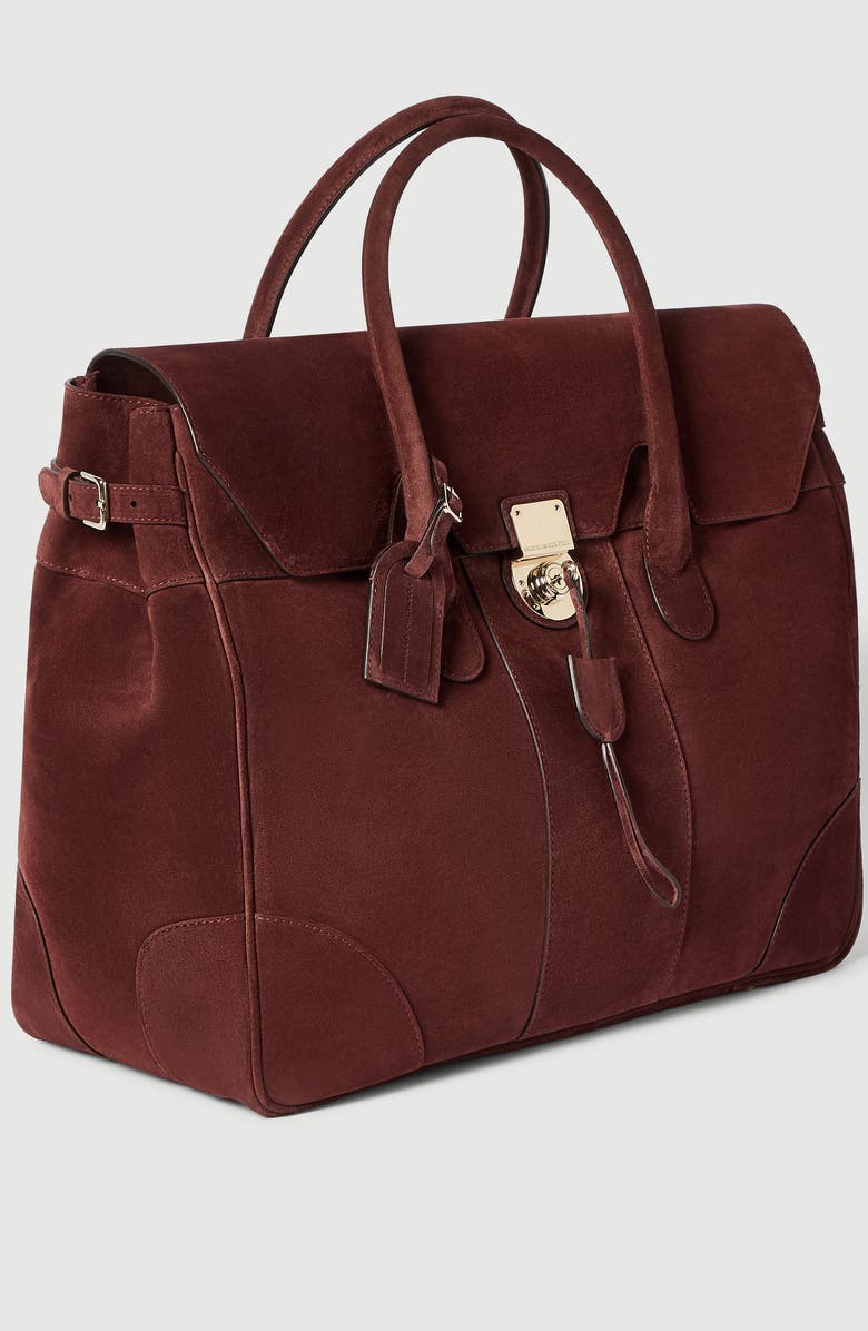 Brunello Cucinelli Suede boston bag, Alternate, color, Burgundy