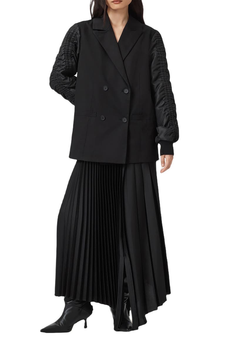 Lorna Ruched Sleeve Cotton Jacket, Alternate, color, BLACK