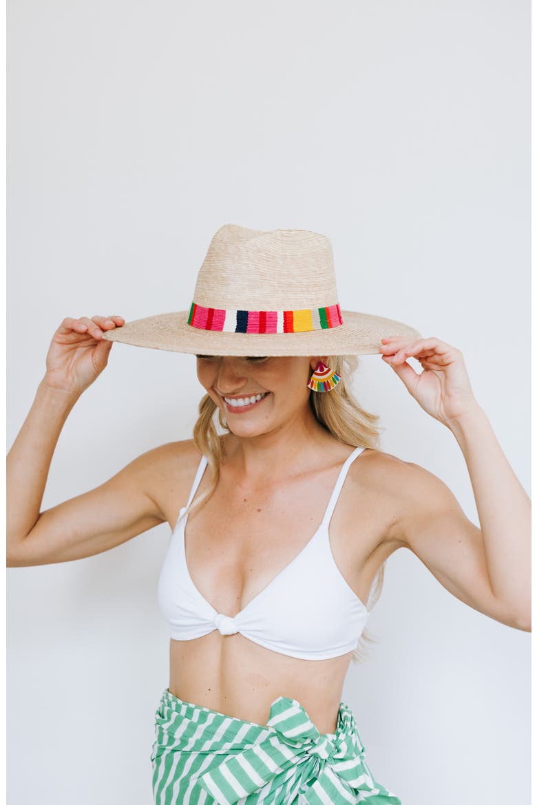 Flor Palm Straw Hat, Alternate, color, TAN/ MULTI