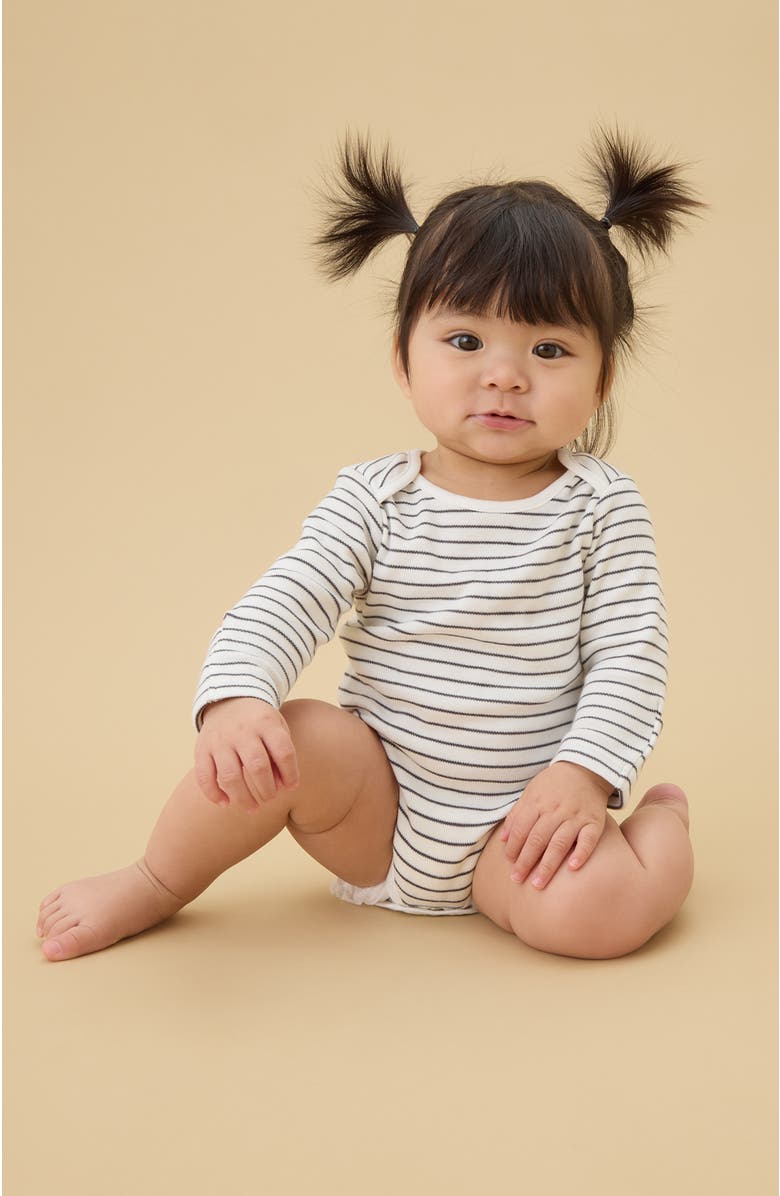 MORI Long Sleeve Bodysuit, Alternate, color, Grey Stripe