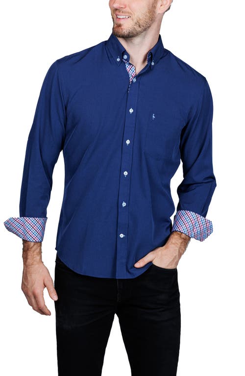 Tailorbyrd Mélange Performance Button Down Shirt In Animal Print