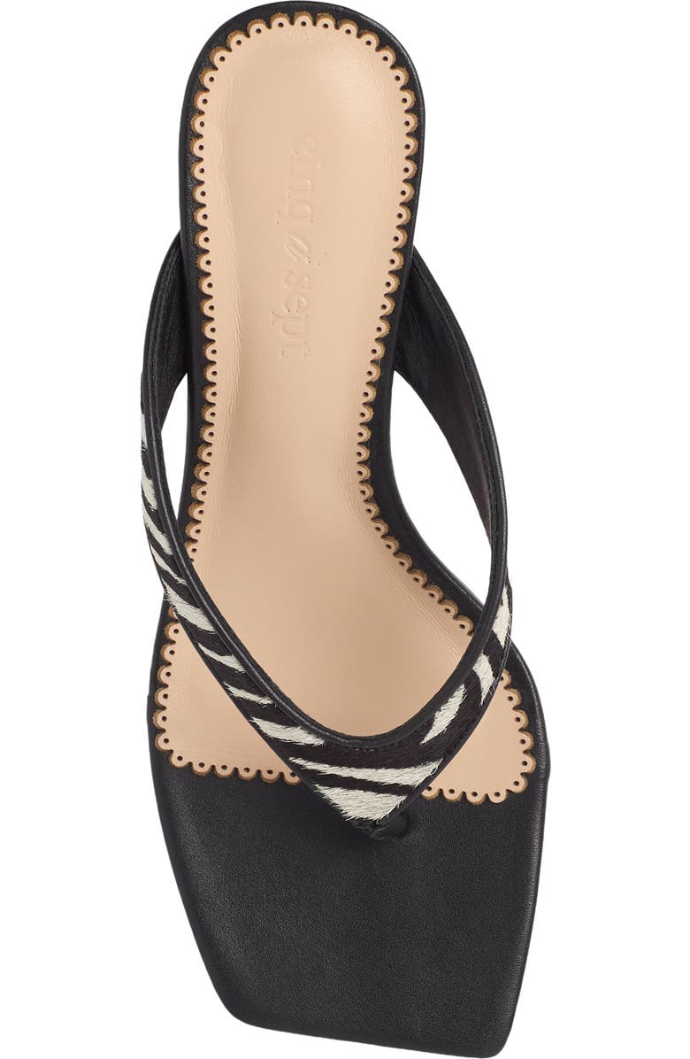 Cinq à Sept Frankie Zebra Print Calf Hair Thong Sandal, Alternate, color, Black/ Ivory
