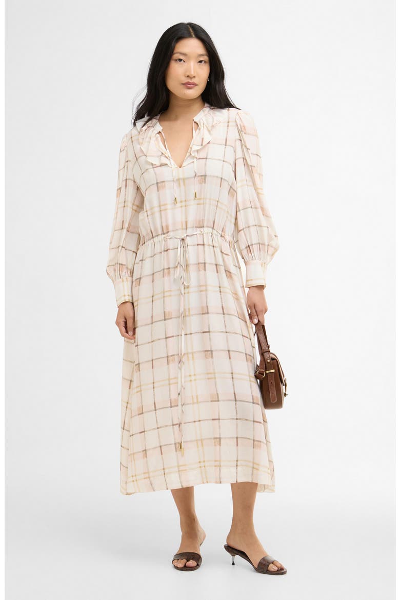 Asker Windowpane Plaid Long Sleeve Dress, Alternate, color, SILVER PEONY PAINTED CHECK