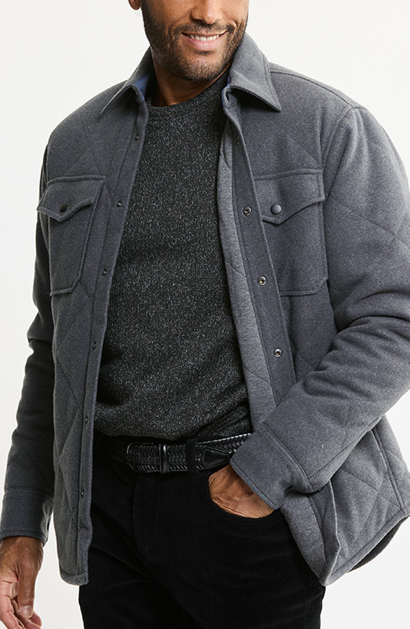 Quilted Brushed Knit Shirt Jacket