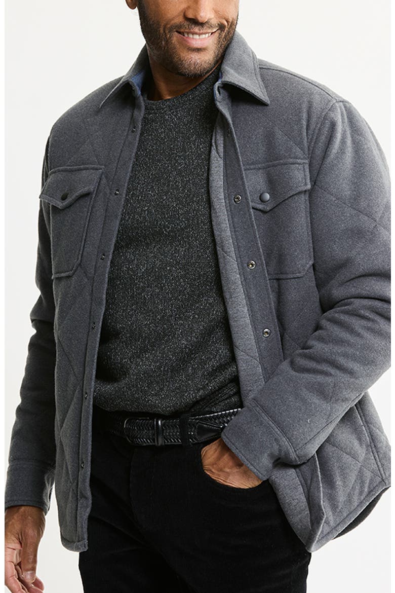 Quilted Brushed Knit Shirt Jacket, Main, color, GREY
