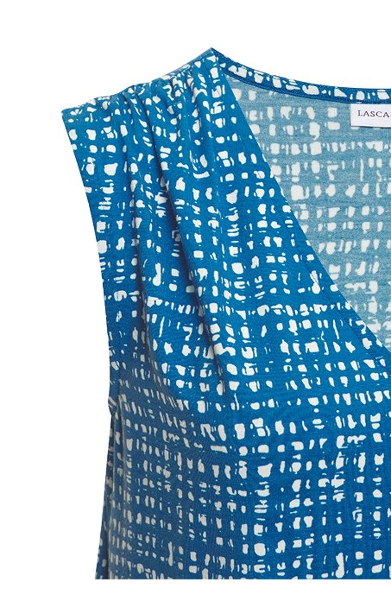 LASCANA Women's Print V-Neck Top, Alternate, color, Blue-Printed