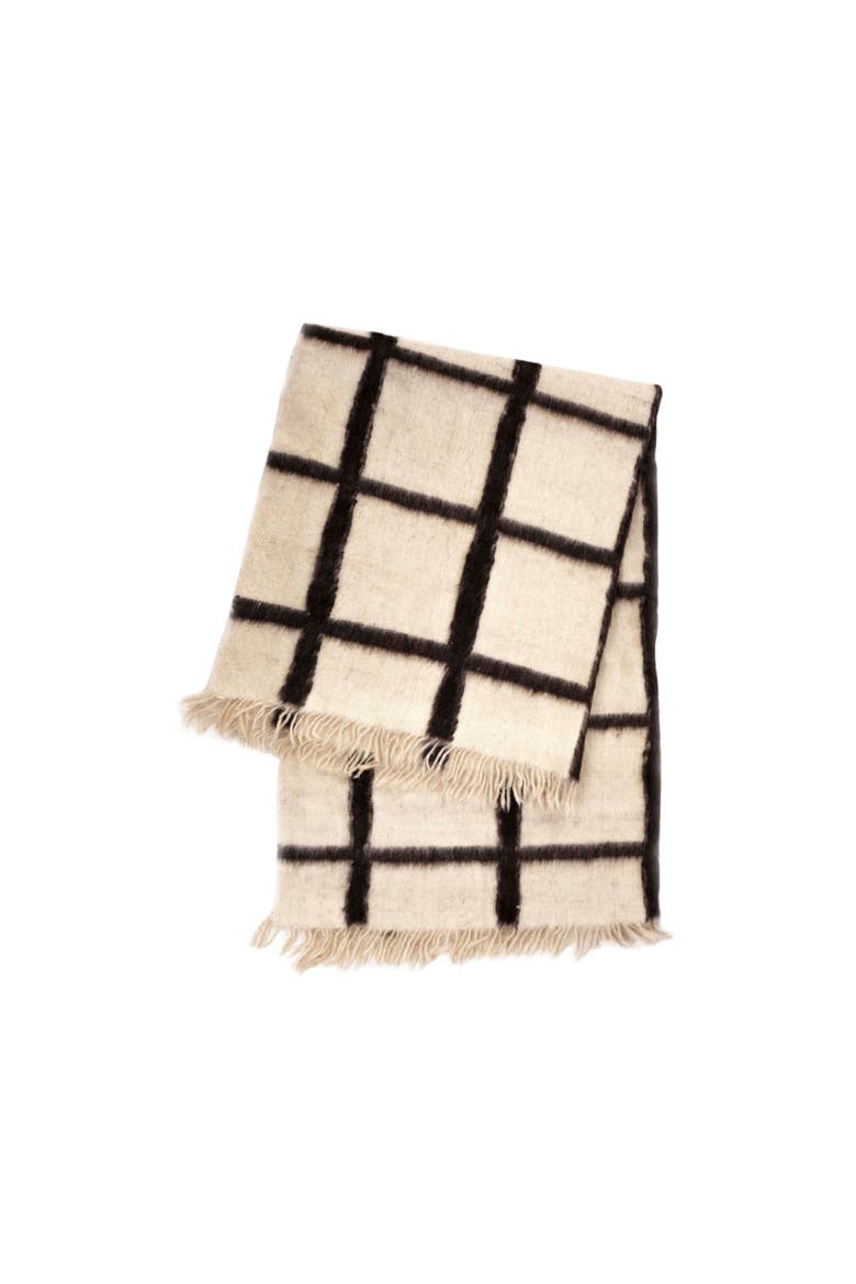 Momos Black and White Grid Handwoven Wool Throw Blanket, Main, color, Black