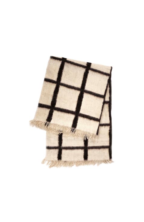 Momos Black and White Grid Handwoven Wool Throw Blanket