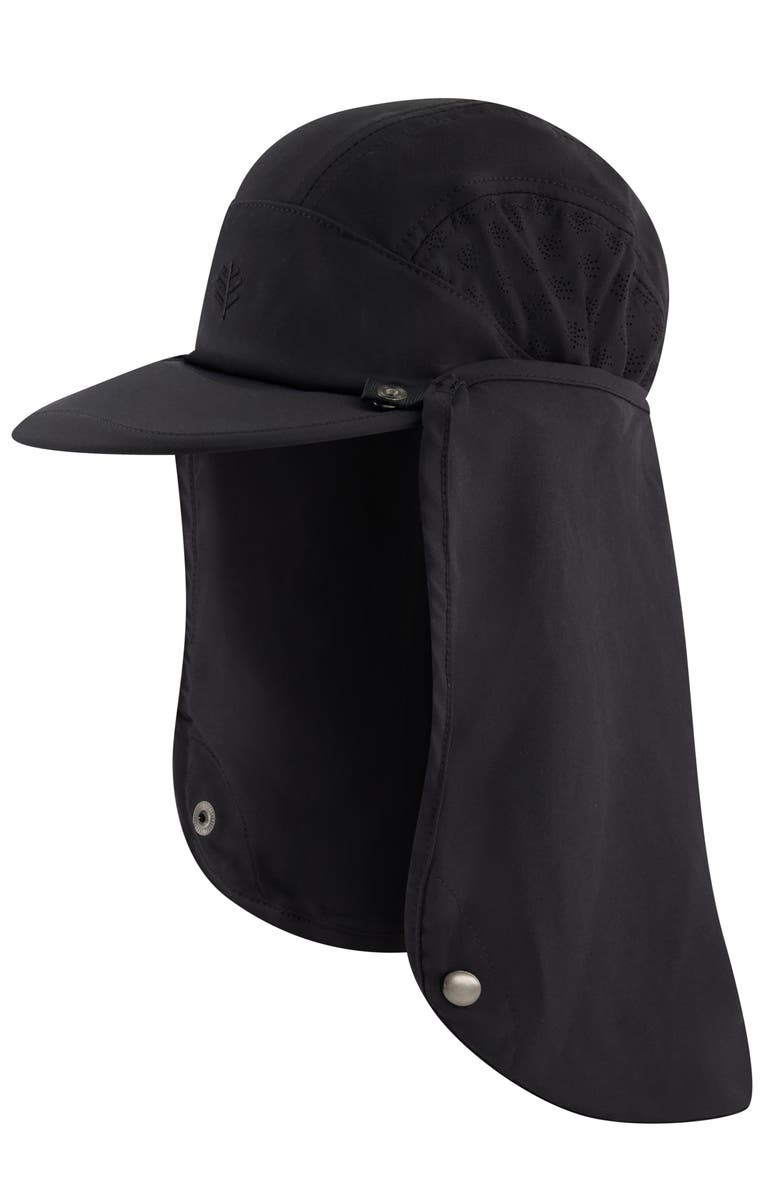 Coolibar Sports Cap with Removable Neck Drape - UPF 50+ Sun Protection - Agility, Alternate, color, Black