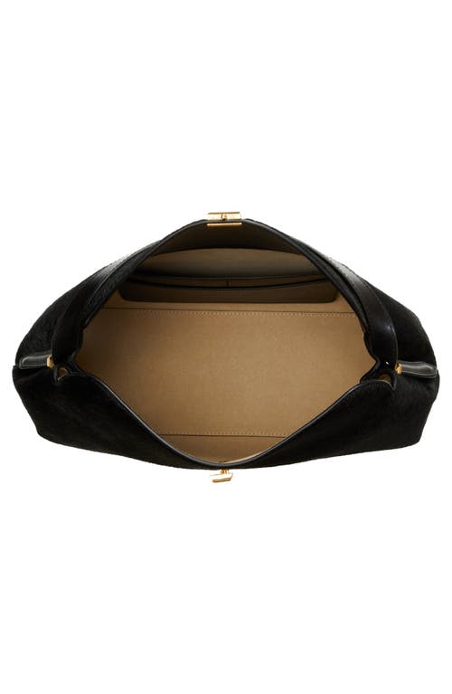 Totême Toteme T-lock Genuine Calf Hair Top Handle Bag In Black