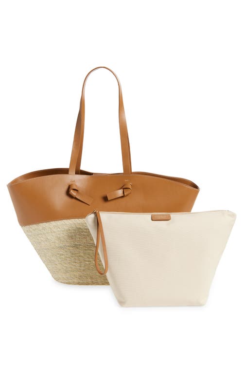 Altuzarra Large Knot Straw & Leather Tote In Brown