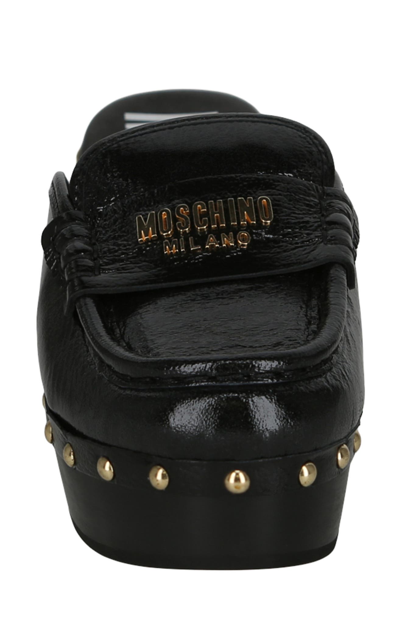 Moschino Patent Leather Platform Clog, Alternate, color, 