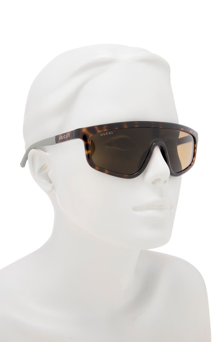 Gucci 99mm Shield Sunglasses, Alternate, color, Havana Grey Brown