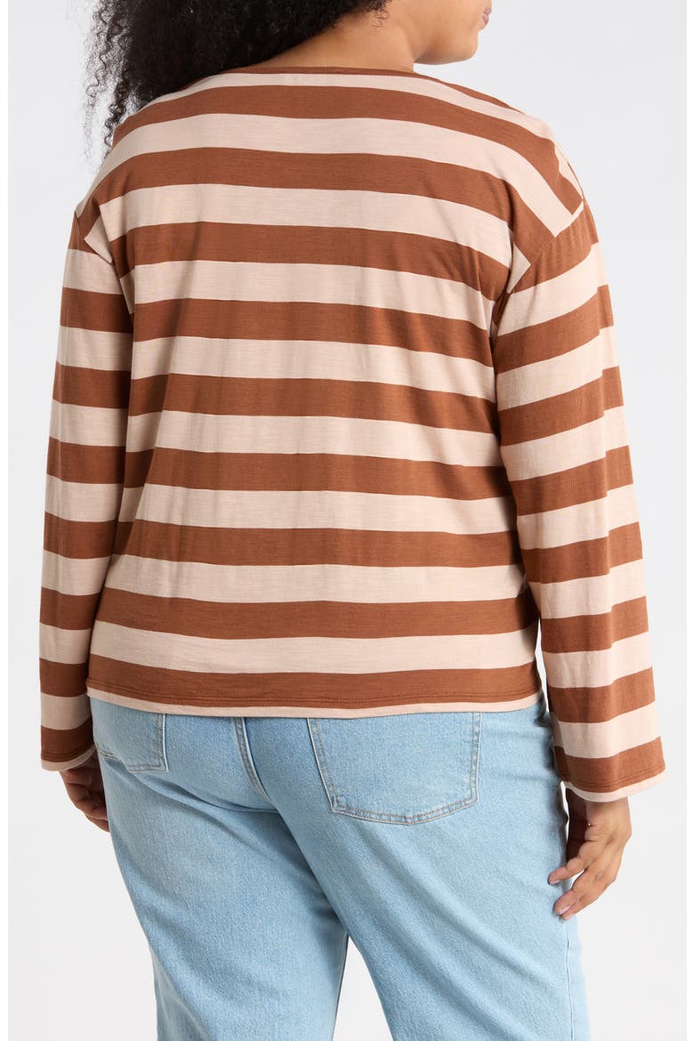 Relaxed Notch Neck Striped Tee, Alternate, color, CLOVE BROWN STRIPE