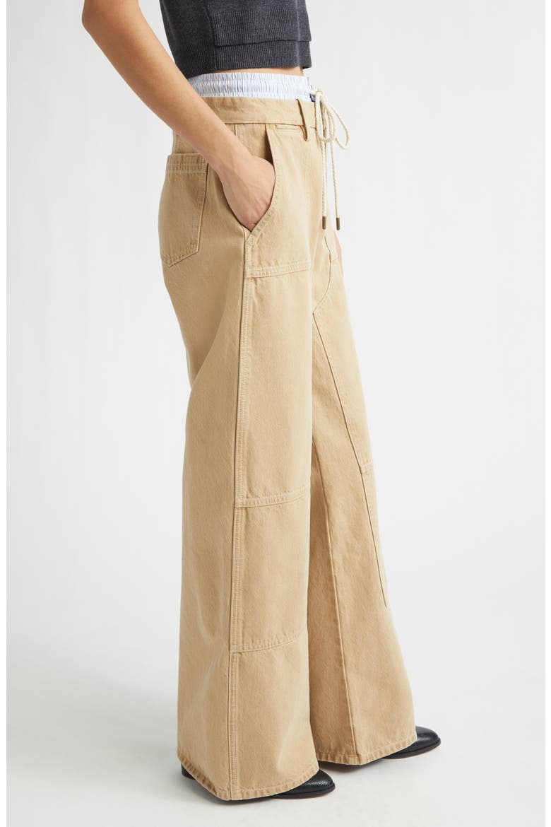 Double Waistband Wide Leg Carpenter Pants, Alternate, color, TAN