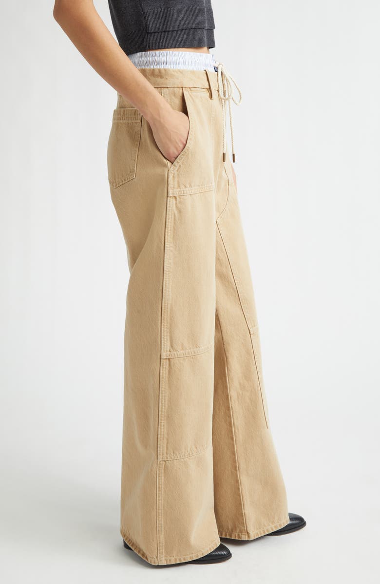 MONSE Double Waistband Wide Leg Carpenter Pants, Alternate, color, Tan