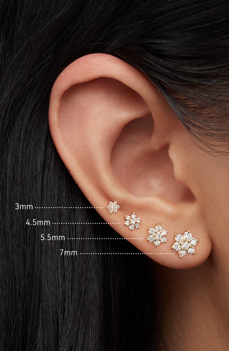 MARIA TASH Diamond Flower Threaded Stud Earring, Alternate, color, White Gold