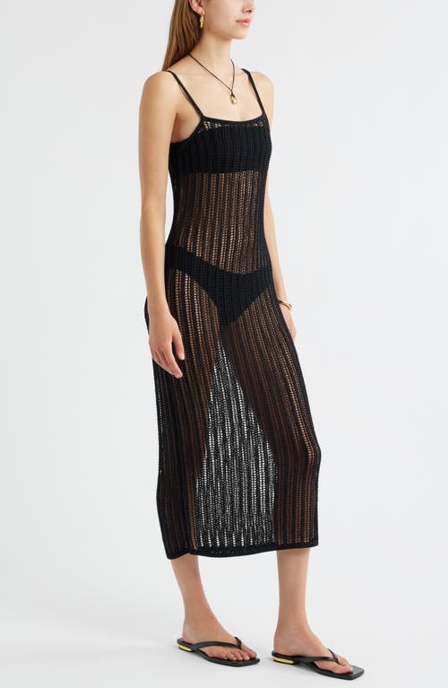 Open Edit Open Stitch Cotton Blend Sweater Dress In Black
