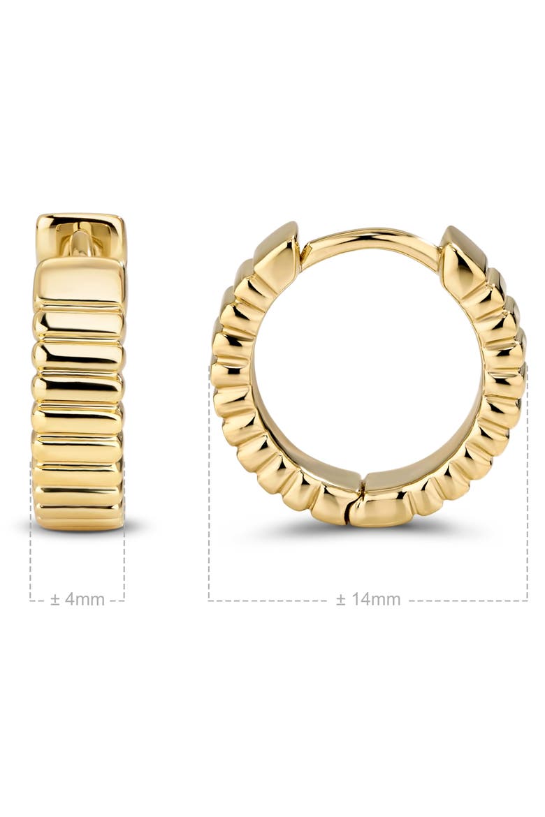 Ribbed Hoop Earrings in Gold Plated Sterling Silver, Alternate, color, Yellow Gold
