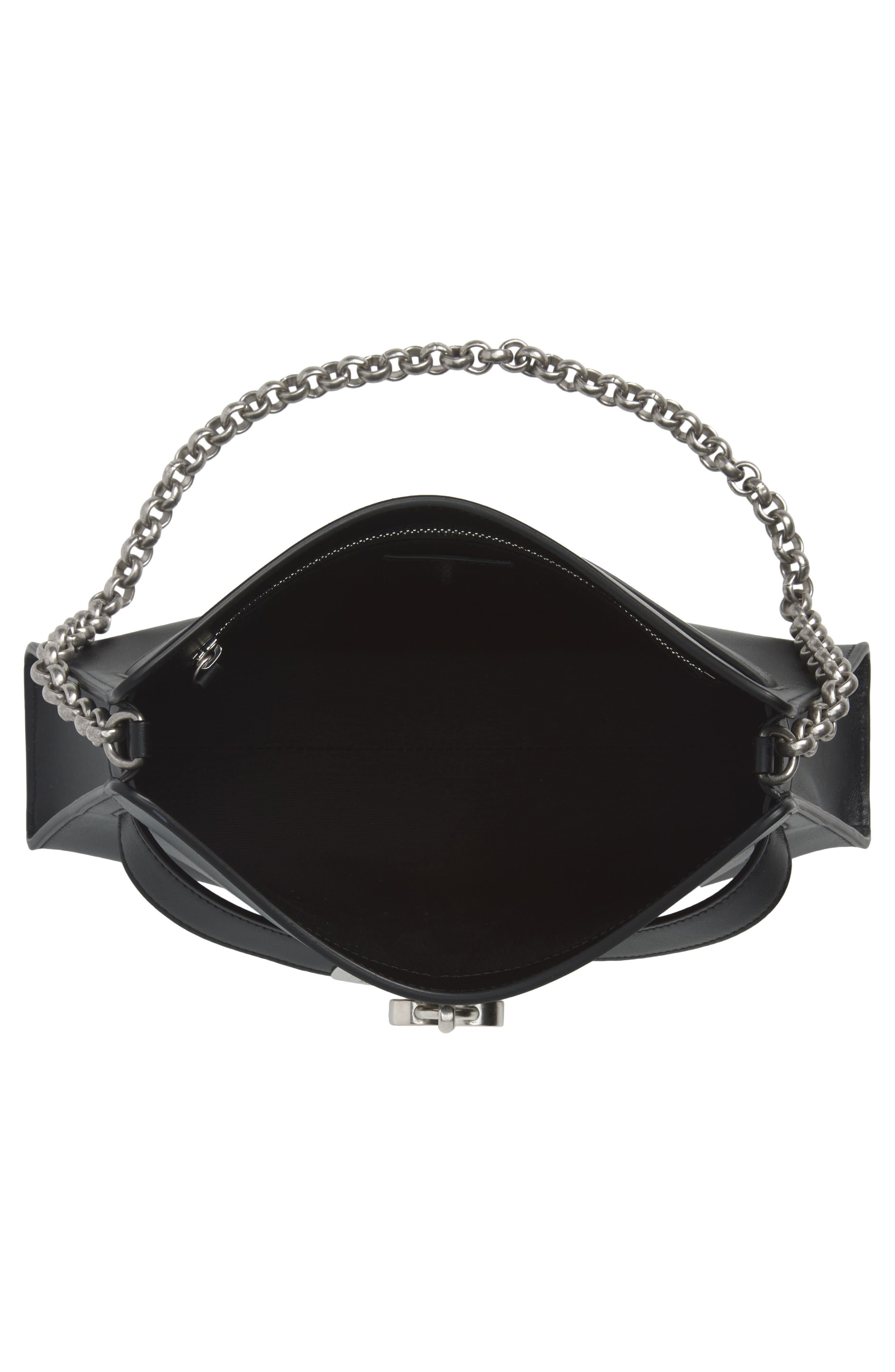 Mini Locke Leather Shoulder Bag, Alternate, color, BLACK/ SILVER