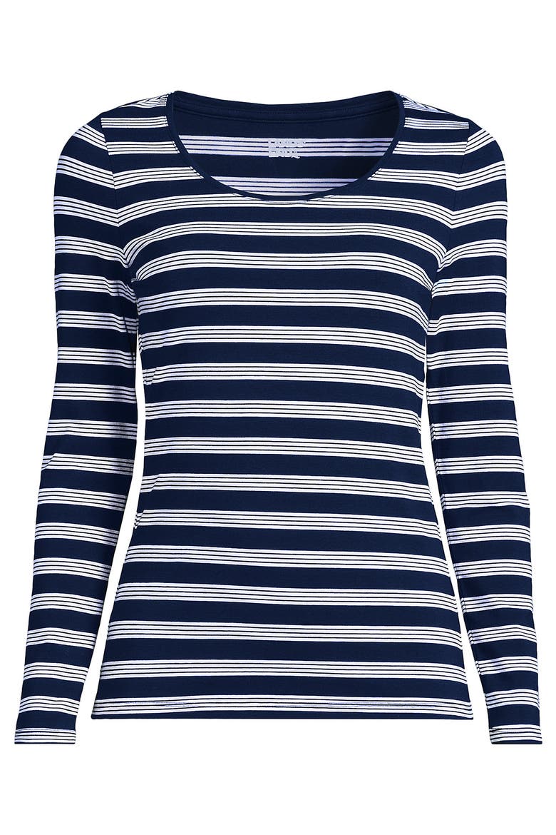Long Sleeve Lightweight Jersey Scoop Neck T-Shirt, Alternate, color, Deep Sea Navy Quad Stripe