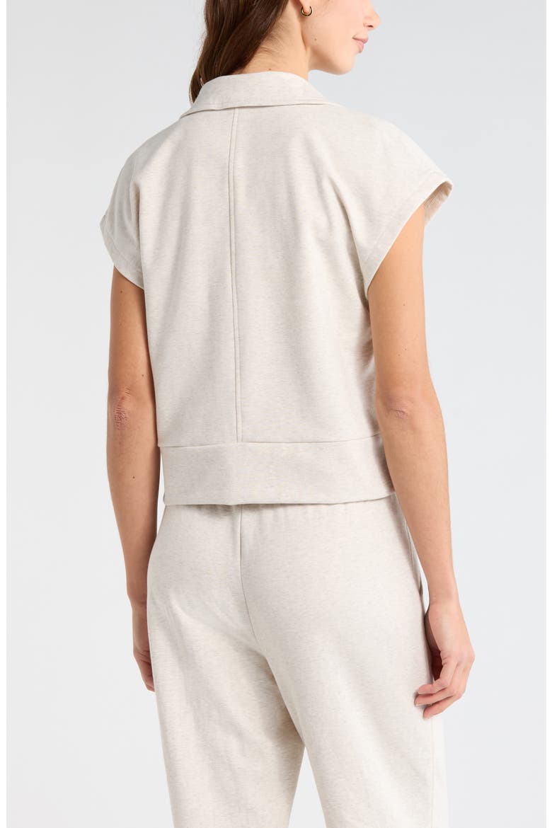 Tempo Terry Half Zip Short Sleeve Sweatshirt, Alternate, color, IVORY BIRCH OATMEAL HEATHER