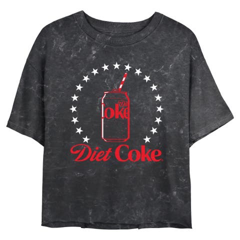Junior's Diet Can Stars Stamp Short Sleeve Cropped T-Shirt